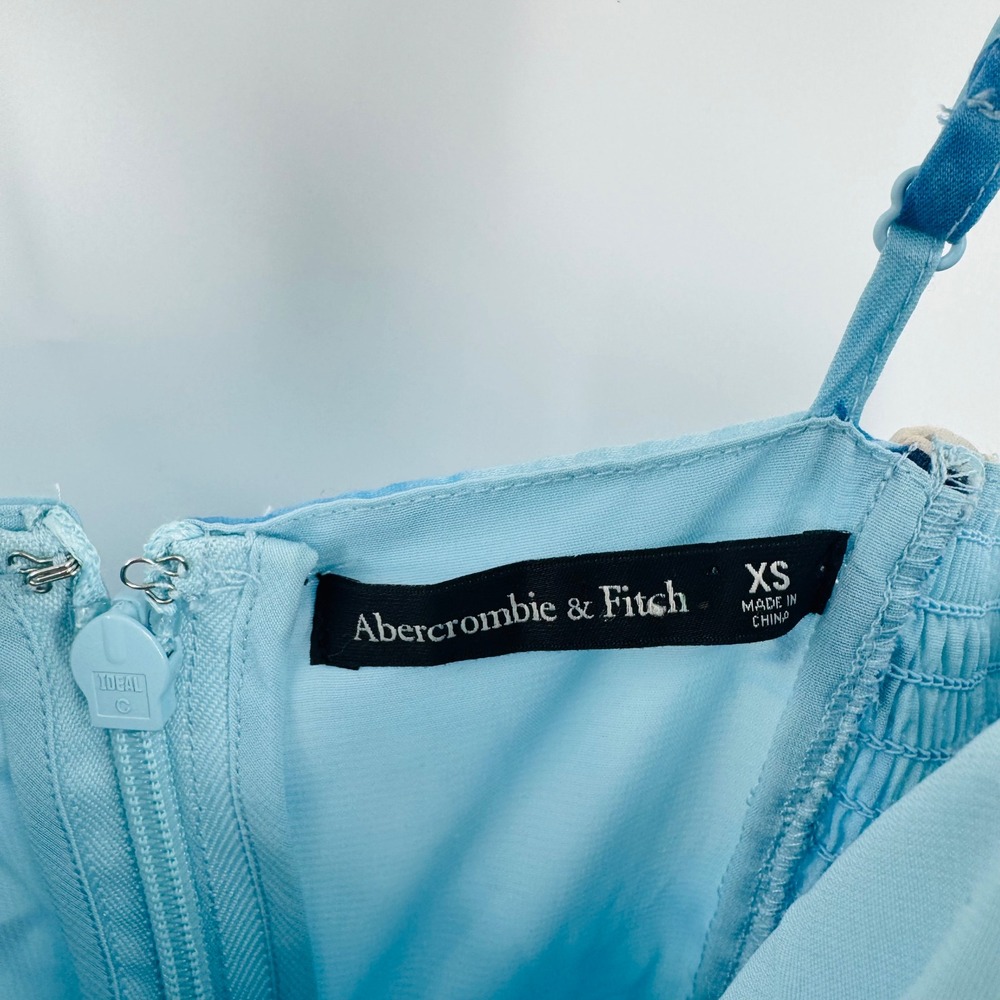 Abercrombie & Fitch Maxi Dress Blue Floral Empire Waist Pleated Tiered Size XS - Picture 4 of 9